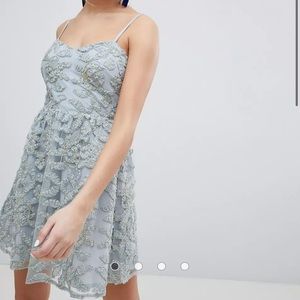 ASOS 3D Applique Cami Strap Mini Prom Dress